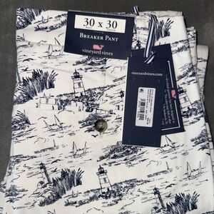 NWT Vineyard Vines Nautical Print Breaker Pant in Navy and White